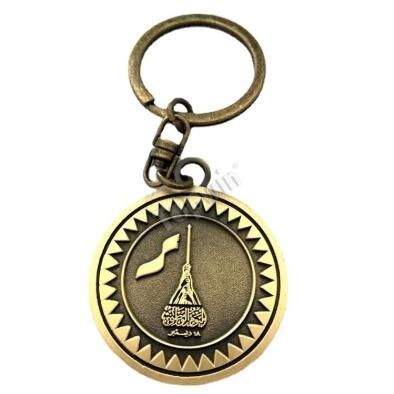 Two Sided Antique Bronze Key Ring Pendant