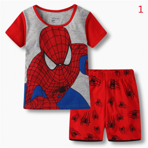 Boys Sets New Cotton Spider-Man Homewear Children's Wear Summer Cartoon Short-sleeved T-shirt + Shorts Children's Pajamas