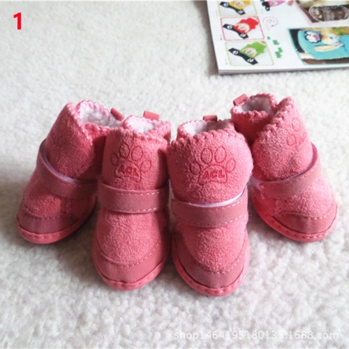 4Pcs/Set Boots Winter Warm Shoes Cute Dog Boots Snow Walking Puppy Sneakers Supplies Small Dogs Cotton Non Slip boots Snow Boots 4Pcs/Set Boots Winter