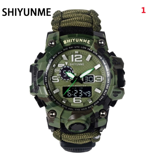 SHIYUNME Men Military Watch 50 Meters Waterproof Compass LED Digital Quartz Dual display Sports Watch Male Relogio Masculino