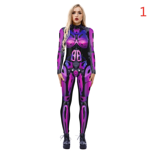 Robot digital print cosplay costume Halloween long sleeve tights