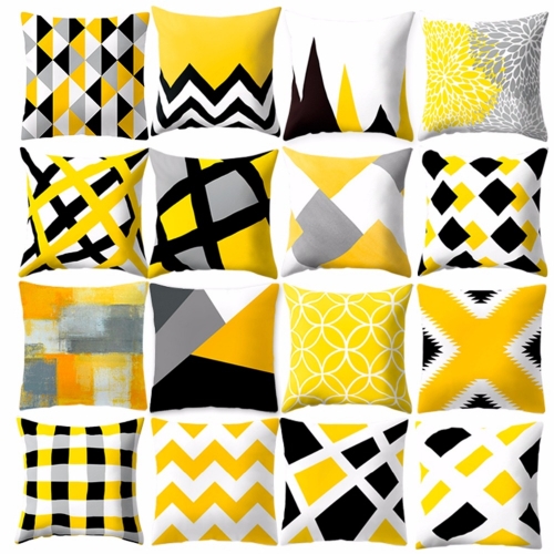 New Style Geometric Yellow Pillowcase Decorative Cushion For Sofa DIY Printed Pillow Chair Car Cushion Christmas Home Decoration