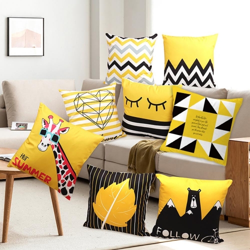 New Style Geometric Yellow Pillowcase Decorative Cushion For Sofa DIY Printed Pillow Chair Car Cushion Christmas Home Decoration