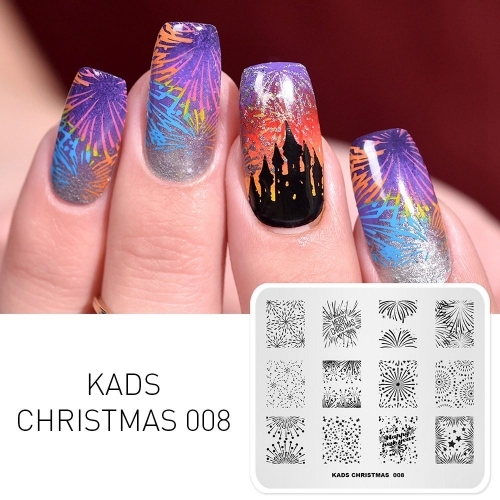 CHRISTMAS 008 Nail Stamping Plate Christmas Fireworks