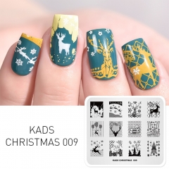 CHRISTMAS 009 Nail Stamping Plate Christmas Tree & Reindeer