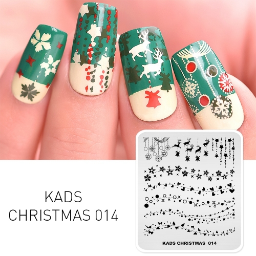 CHRISTMAS 014 Nail Stamping Plate Christmas Bell & Star & Snowflake