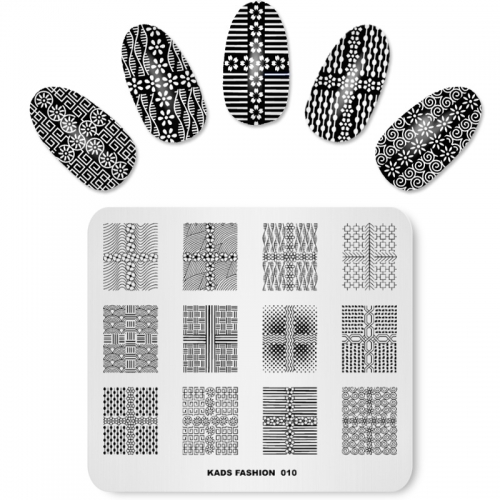 FASHION 010 Nail Stamping Plate Streak & Grid