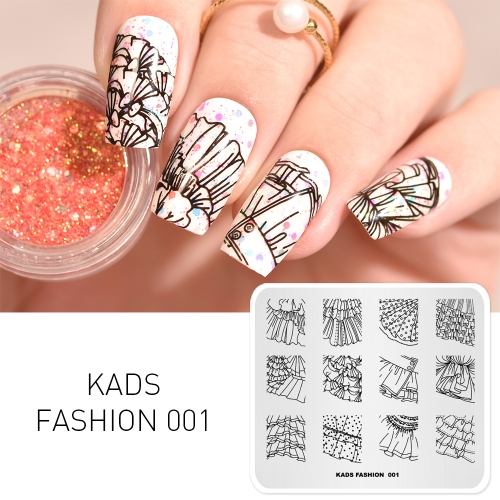 FASHION 001 Nail Stamping Plate Skirt Macrame