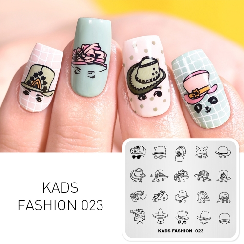 FASHION 023 Nail Stamping Plate Panda & Hat