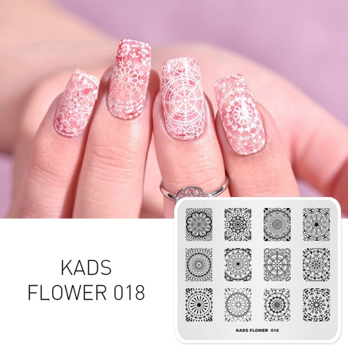 FLOWER 018 Nail Stamping Plate Kaleidoscope & Wreath