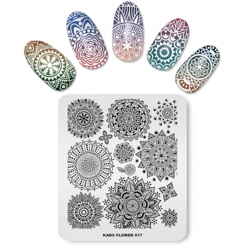 FLOWER 017 Nail Stamping Plate Flower & Leaf & Wreath & Mandala