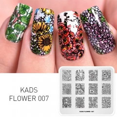 FLOWER 007 Nail Stamping Plate Plants & Cat