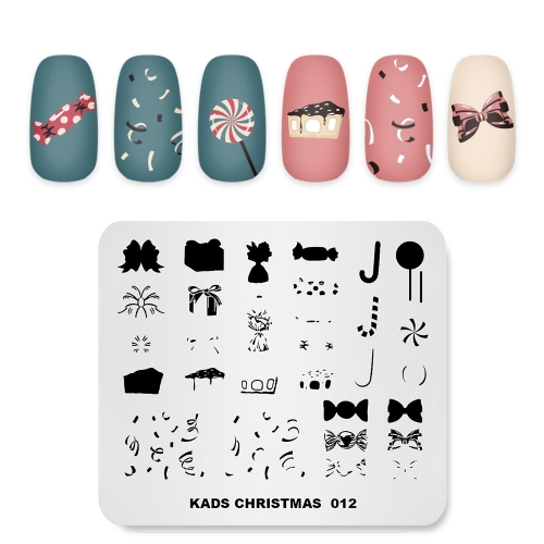 CHRISTMAS 012 Nail Stamping Plate Christmas Cake & Candy & Gift