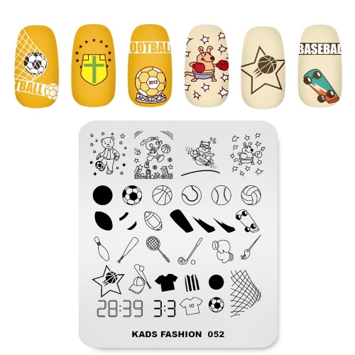 FASHION 052 Nail Stamping Plate Ball Sports