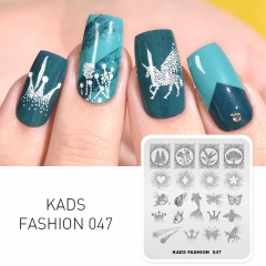 FASHION 047 Nail Stamping Plate Spot & Plant & Butterfly & Unicorn