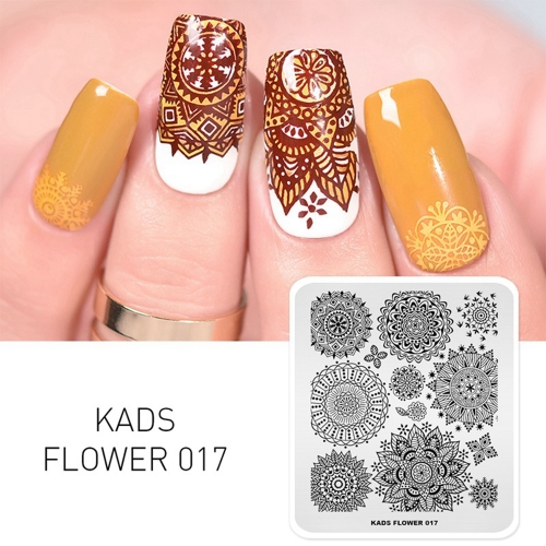 FLOWER 017 Nail Stamping Plate Flower & Leaf & Wreath & Mandala