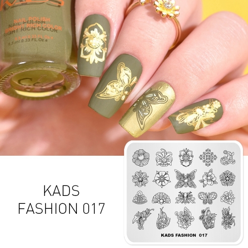 FASHION 017 Nail Stamping Plate Butterfly & Flower