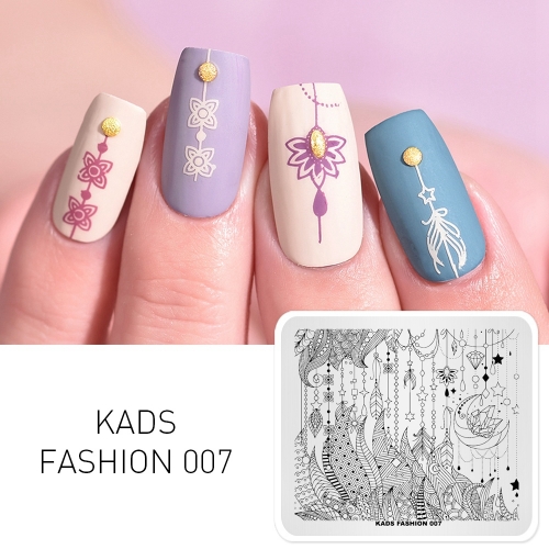 FASHION 007 Nail Stamping Plate Dream & Leaf & Crystal