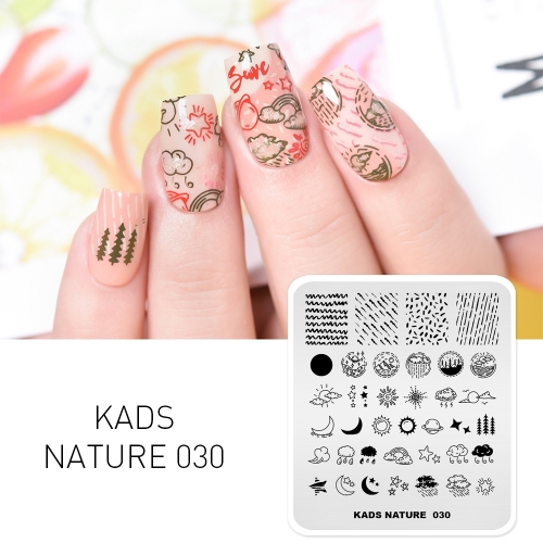 NATURE 030 Nail Stamping Plate Nature Weather & Sun & Moon & Cloud & Star