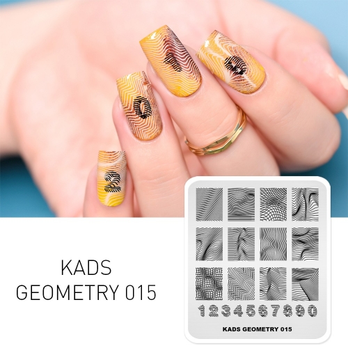 GEOMETRY 015 Nail Stamping Plate Geometry Number & 3D Wave Line & Lattice