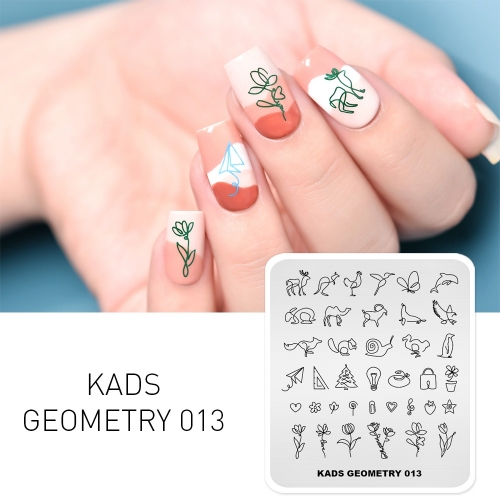 GEOMETRY 013 ネイルスタンププレート 幾何学動物と花模様