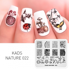 NATURE 022 Nail Stamping Plate Nature Annual ring & Insect & Snails & Branch