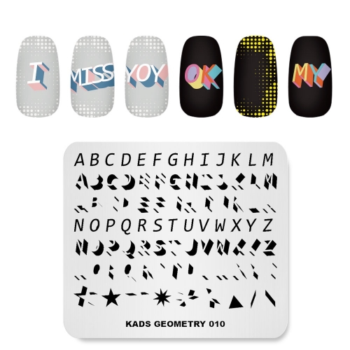 GEOMETRY 010 Nail Stamping Plate Geometry 3D Alphabet