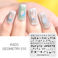 GEOMETRY 010 Nail Stamping Plate Geometry 3D Alphabet