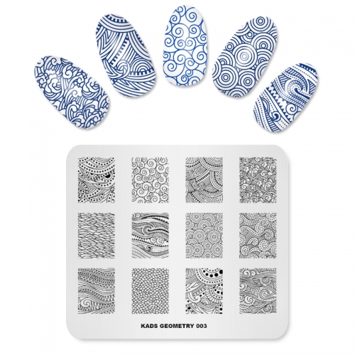 GEOMETRY 003 Nail Stamping Plate Geometry Paisley Pattern & Wave