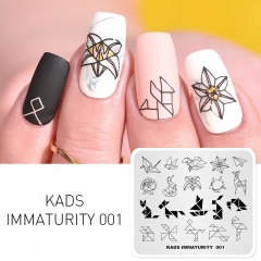 IMMATURITY 001 Nail Stamping Plate Origami & Jigsaw