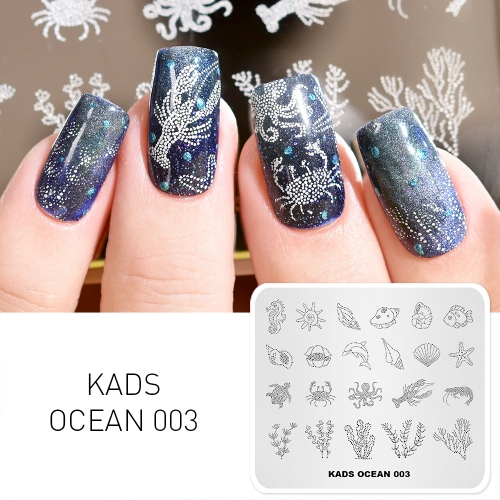 OCEAN 003 Nail Stamping Plate Ocean & Spot & Fish & Shell