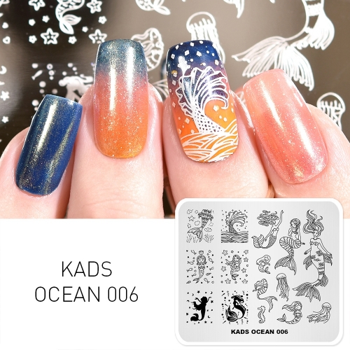 OCEAN 006 Nail Stamping Plate Ocean & Mermaid & Jellyfish