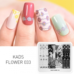 FLOWER 033 Nail Stamping Plate Bow & Wings & Flower