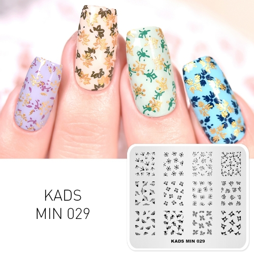 MIN 029 Nail Stamping Plate Floral & Paw & Leaf