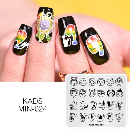 MIN 024 Nail Stamping Plate Cartoon Expression & Number