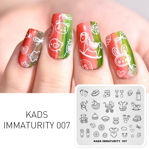 IMMATURITY 007 Nail Stamping Plate Baby & Trojan & Toy & Milk bottle