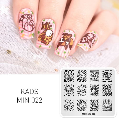 MIN 022 Nail Stamping Plate Animals & Geometry