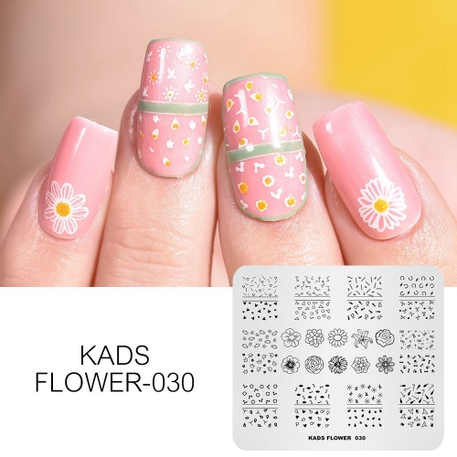 FLOWER 030 Nail Stamping Plate Love & Crown & Flower