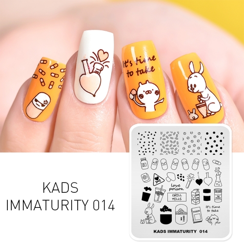 IMMATURITY 014 Nail Stamping Plate Medicine & Pills & Rabbit