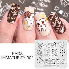 IMMATURITY 002 Nail Stamping Plate Teeth & Toothbrush