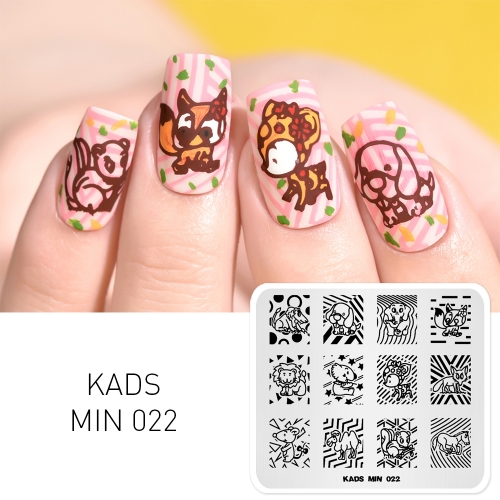 MIN 022 Nail Stamping Plate Animals & Geometry