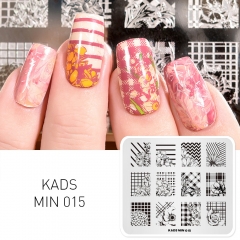 MIN 015 Nail Stamping Plate Flower Plaid & Stripe & Flower