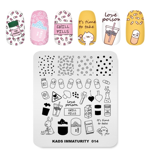 IMMATURITY 014 Nail Stamping Plate Medicine & Pills & Rabbit