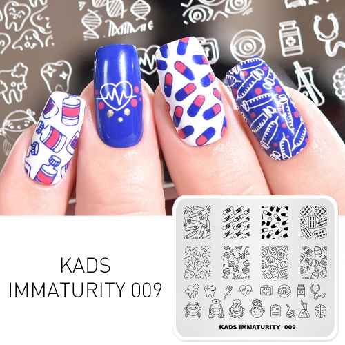 IMMATURITY 009 Nail Stamping Plate Medical & Pill & Doctor & Tooth