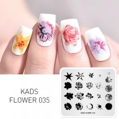 FLOWER 035 Nail Stamping Plate Overprint Flower & Rose