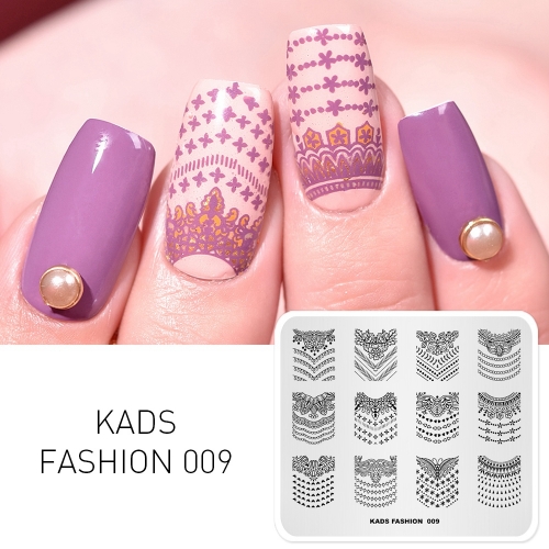 FASHION 009 Nail Stamping Plate Flower & Lace & Necklace