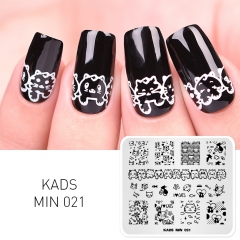 MIN 021 Nail Stamping Plate Cat & Fish