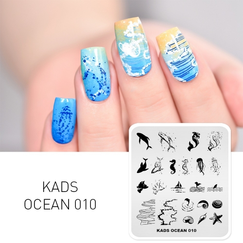 OCEAN 010 Nail Stamping Plate Ocean & Whale & Seahorse & Shell