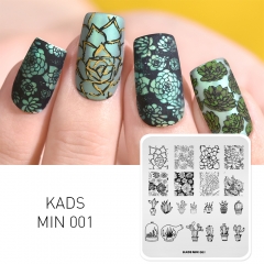MIN 001 Nail Stamping Plate Succulent Plants & Cactus