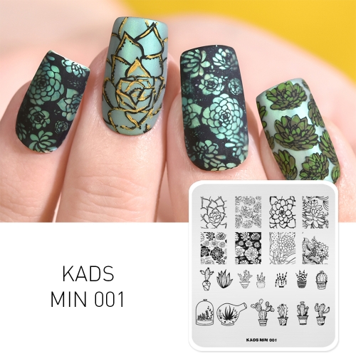 MIN 001 Nail Stamping Plate Succulent Plants & Cactus